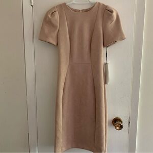 NWT Calvin Klein soft blush pink faux suede scuba sheath dress size 0P.